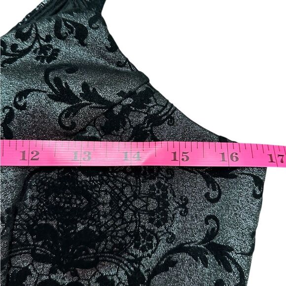 Maurices Floral Velvet Flocked Skater Dress. NWT. Black/Gray. Size Medium. - Picture 5 of 9
